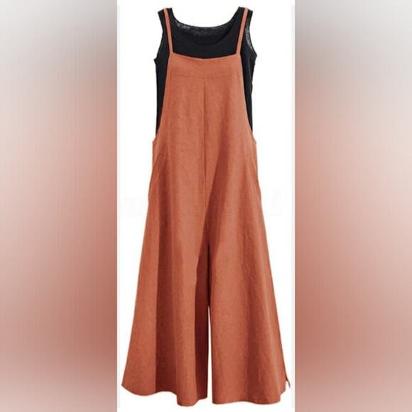 Linen Wide Leg Jumpsuit 3X - Picture 1 of 6